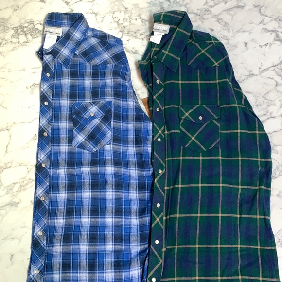 2 men’s wrangler wrancher button down shirts NWT - Picture 1 of 2